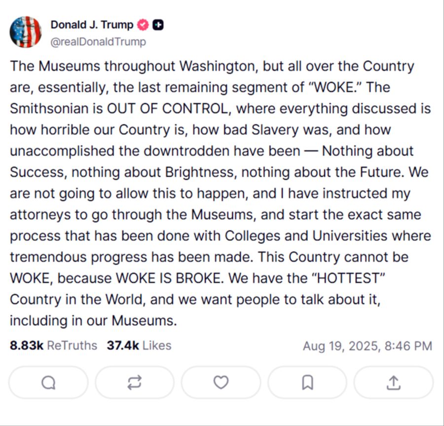 «Dieses Land kann nicht WOKE sein, denn WOKE IST BROKE», schreibt Trump auf Truth Social.