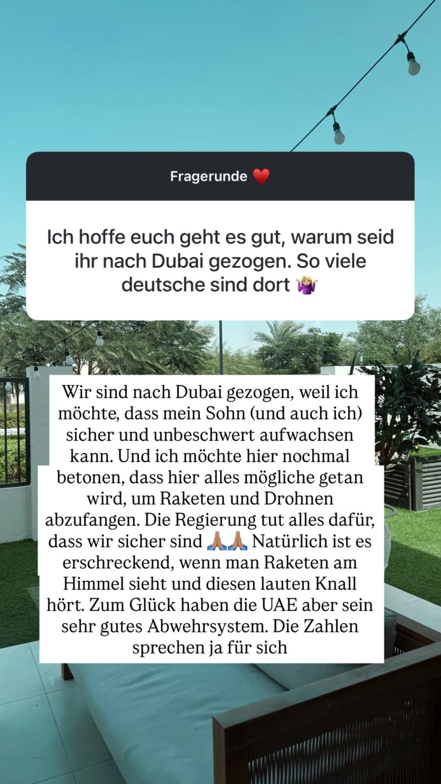 Nathalie Bleicher betont, das hier alles getan wird um Rakten und Drohnen abzuwehren.