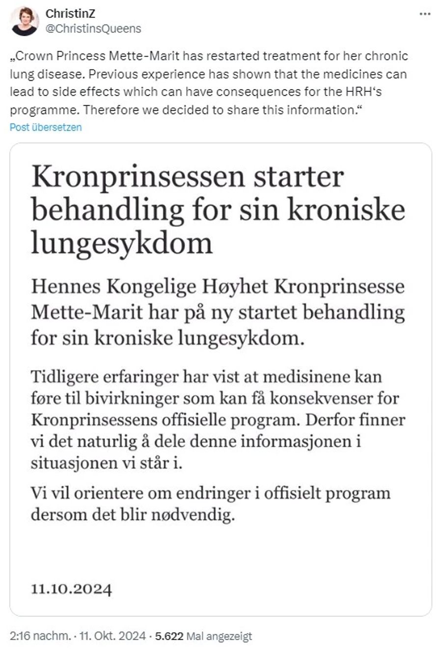 Mette Marit Krankheit Statement