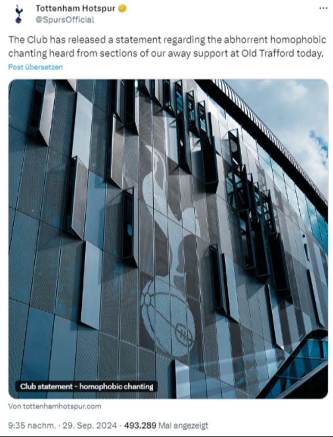 Tottenham Hotspur gibt ein offizielles Statement zum Vorfall ab. Tottenham Hotspur