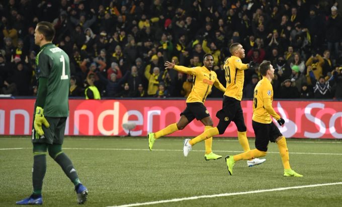 Ein Moment für die YB-Geschichtsbücher: Guillaume Hoarau bejubelt sein Tor zum 2:0 gegen Juve in der Champions League 2018/19. YB