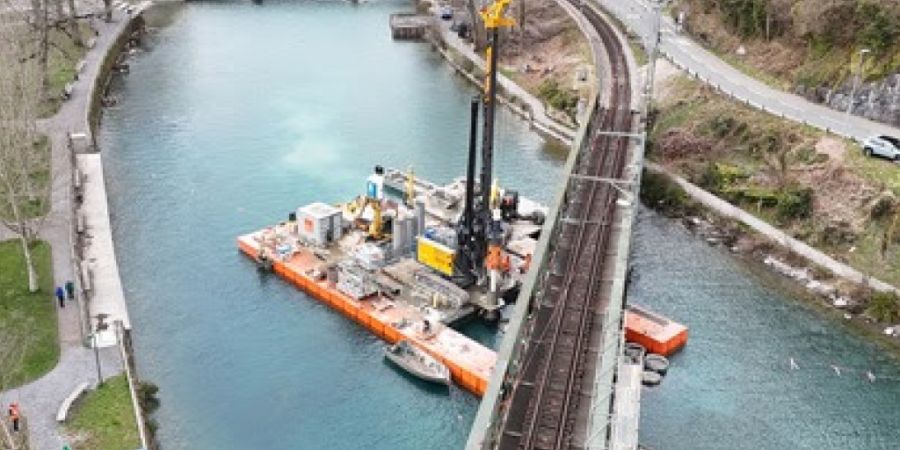 Anfang Juni finden Arbeiten an der Eisenbahnbrücke beim Bahnhof Interlaken Ost statt.