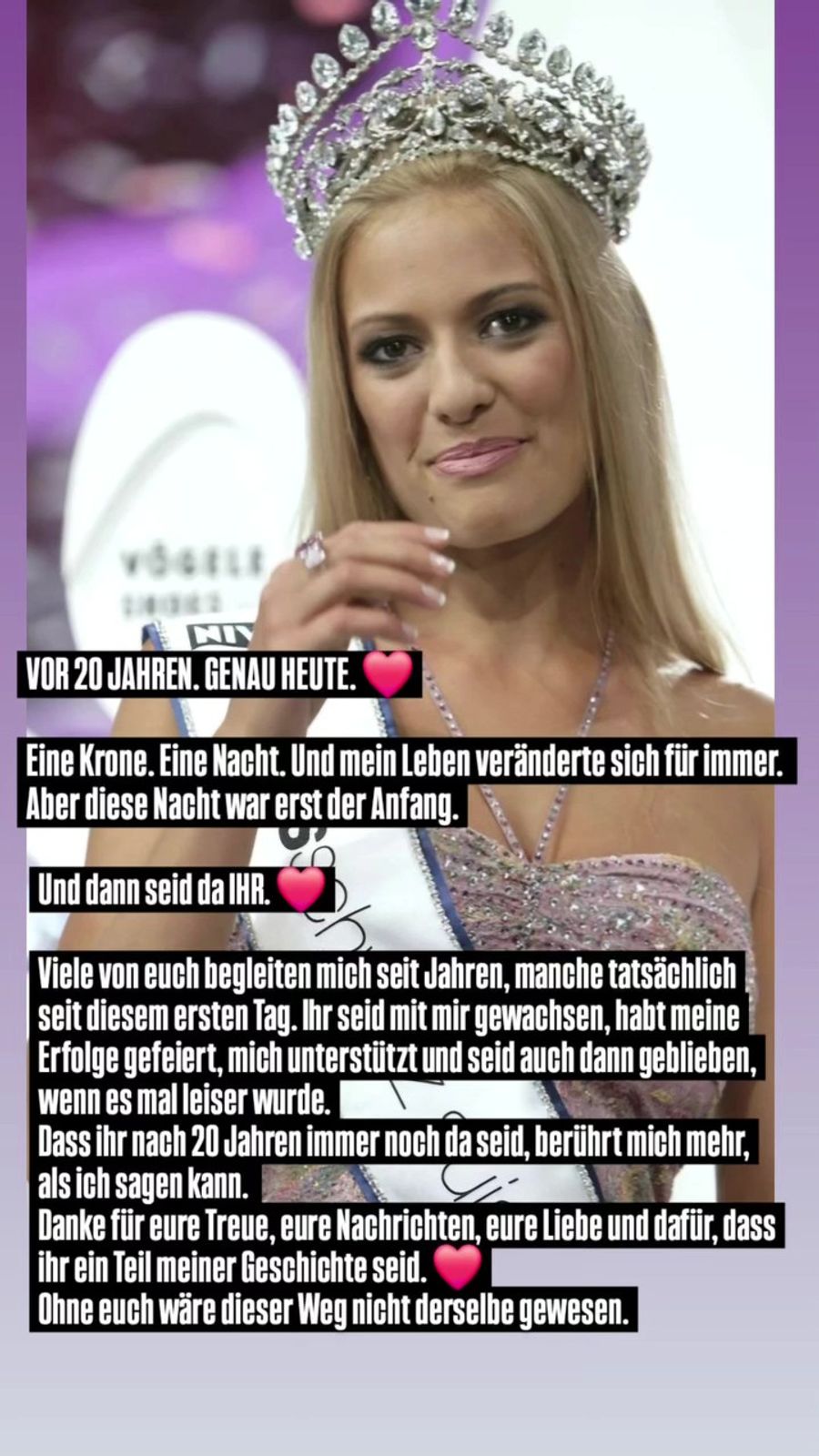 Vor 20 Jahren begann alles: Am 9. September 2006 wurde Christa Rigozzi zur Miss Schweiz gekrönt. Heute blickt sie auf diesen Abend zurück.