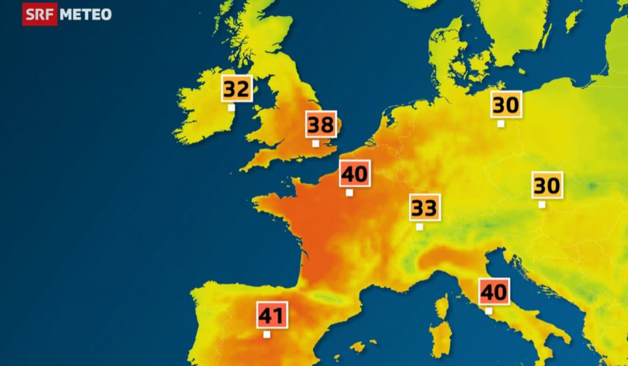 Früher wurden auch Temperaturen über 40 Grad orange angezeigt. (Archivbild)
