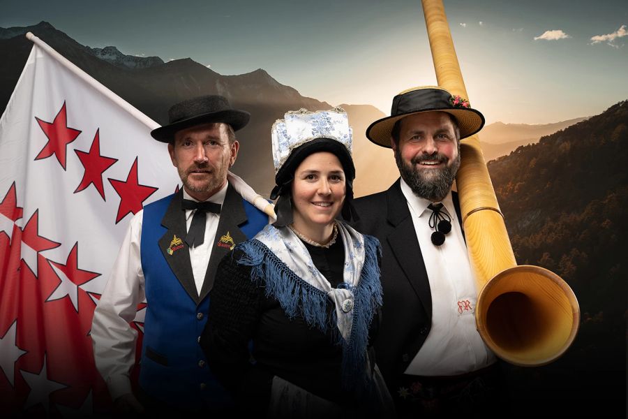 Alphorn Trachten Fahnen Jodler