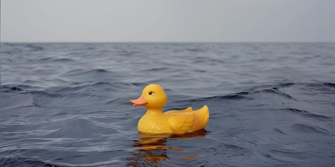 680 Kilometer legte die Gummiente auf dem Meer zurück, bevor sie bei den Millers ein neues Zuhause fand. (Symbolbild) Gummiente auf offenem Wasser