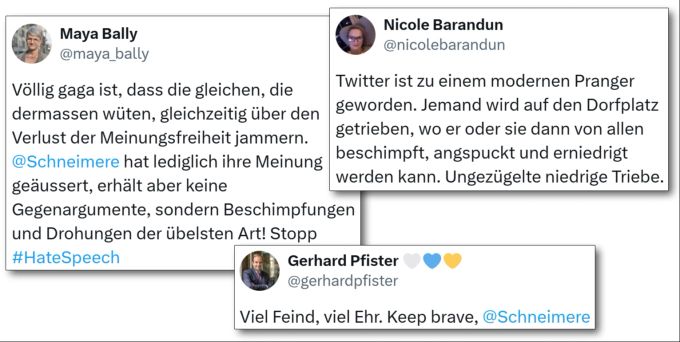 Mitte-Nationalrätinnen und der Mitte-Präsident Gerhard Pfister unterstützen die Haltung von Grünen-Nationalrätin Meret Schneider. Bally Barandun Pfister Schneider