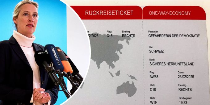 Nicht die Juso - Stammt «Rückreiseticket» für AfD-Weidel von Deutschen?