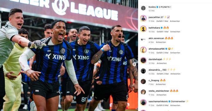 Jan Muzangu (2. von links) triumphierte mit seinem FC Nitro gegen die Gönrgy Allstars. baller league