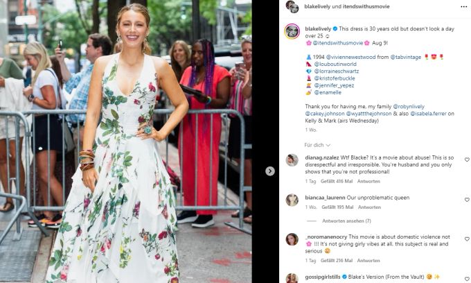 Blake Lively ist die Hauptdarstellerin in «It Ends with Us». «It Ends with Us»