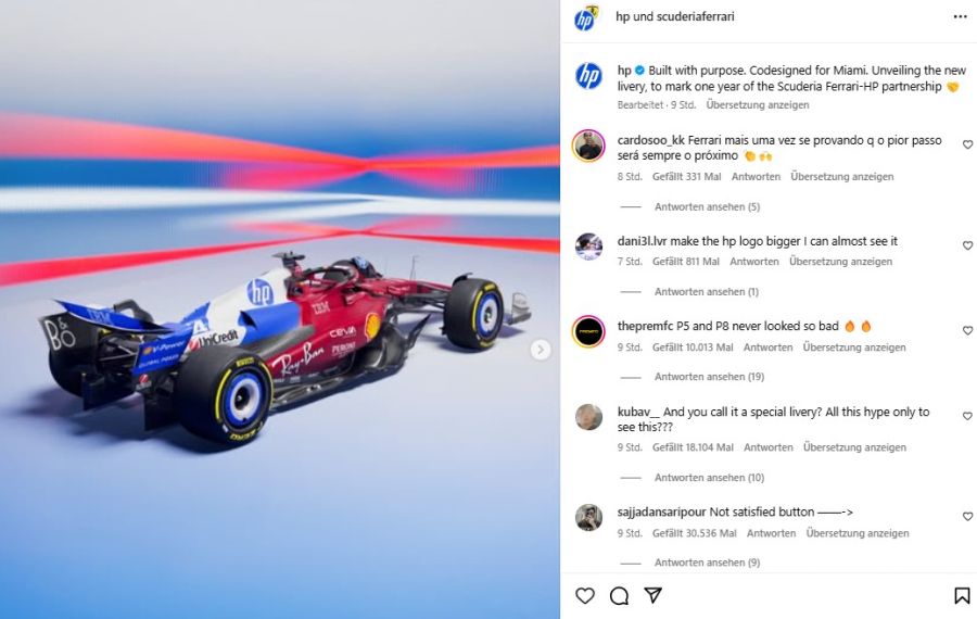 Für einmal geht Ferrari farblich verändert an den Start.