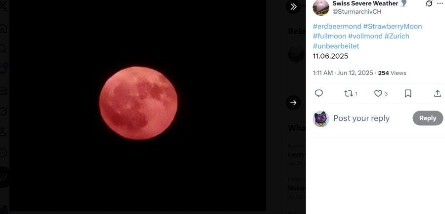 So sah der Erdbeermond über dem Zürcher Nachthimmel aus.
