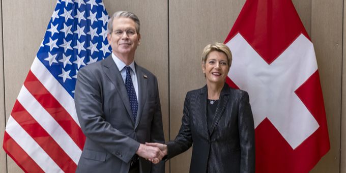 US-Finanzminister Scott Bessent und die Schweizer Finanzministerin Karin Keller-Sutter. Scott Bessent Karin Keller-Sutter