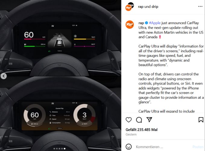 So sieht das neue CarPlay Ultra aus. carplay ultra