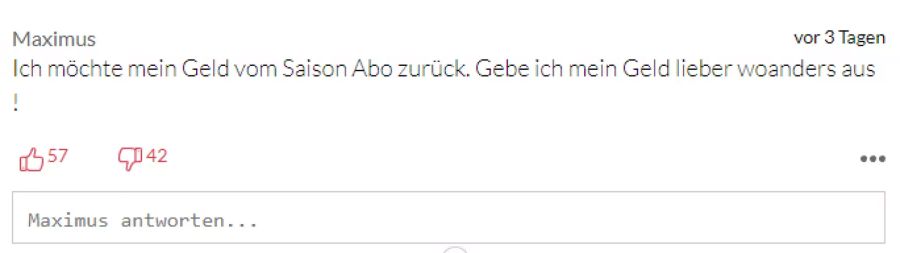 Dieser User möchte jedoch sein Geld zurück, weil er jetzt nicht mehr ins Hockeystadion kann.