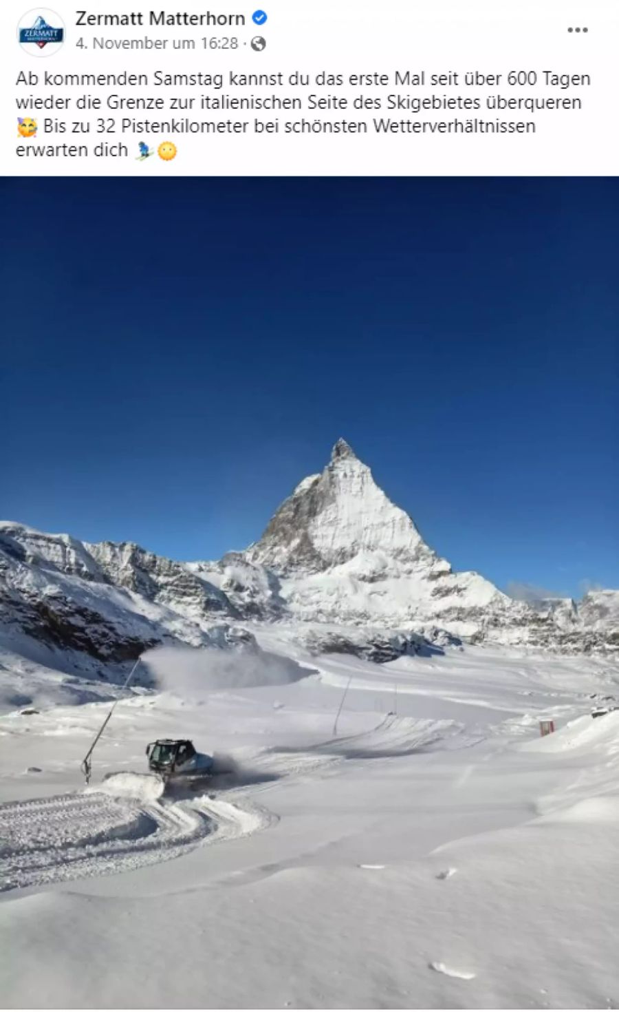 Beim Matterhorn waren am Wochenende 32 Pistenkilometer in Betrieb.