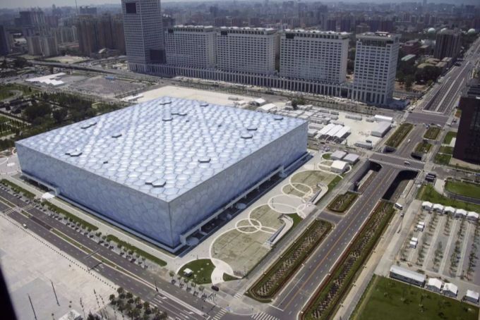 In diesem Schwimmstadion (Water Cube) werden an Olympia 2022 die Curling-Wettkämpfe stattfinden. Curling 2022