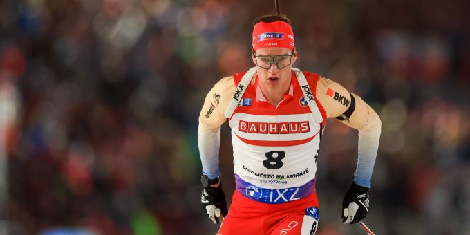 Niklas Hartweg während dem 20-Kilometer-Rennen an der WM 2024. Biathlon
