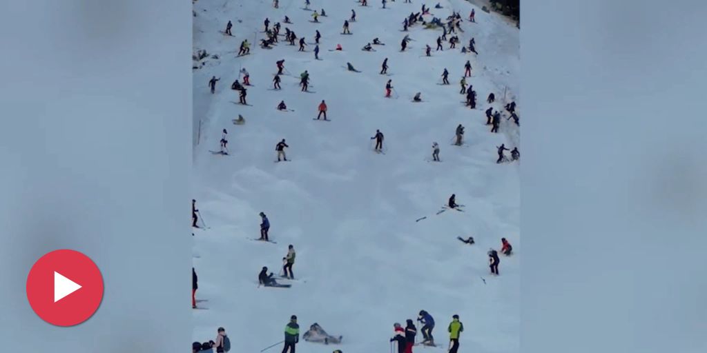 The piste is packed to the brim – valley running in Ischgl (Austria) is not much fun.