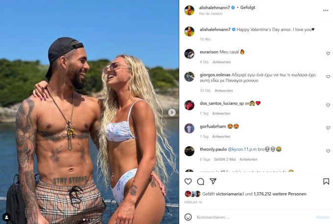 Alisha Lehmann mit ihrem Freund Douglas Luiz. Alisha Lehmann