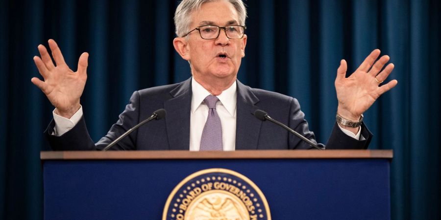 Fed-Chef Jerome Powell äussert sich während einer Pressekonferenz im Anschluss an eine Sitzung der US-Notenbank.