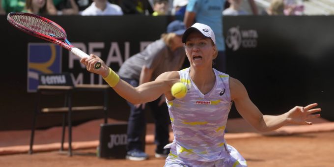 Viktorija Golubic im Einsatz. (AP Photo/Gregorio Borgia) viktorija golubic