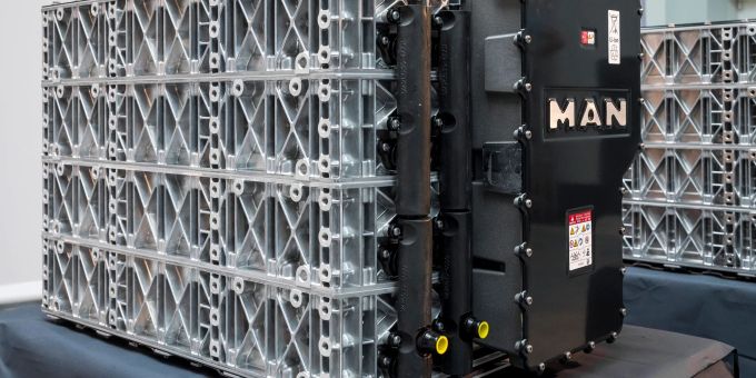Ein Akkupack von MAN, der für den Antrieb in Elektro-Lastwagen eingesetzt werden soll. Ein Akkupack von MAN, der für den Antrieb in Elektro-Lastwagen eingesetzt werden soll.