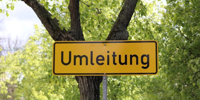 Schild Umleitung Baum Blätter