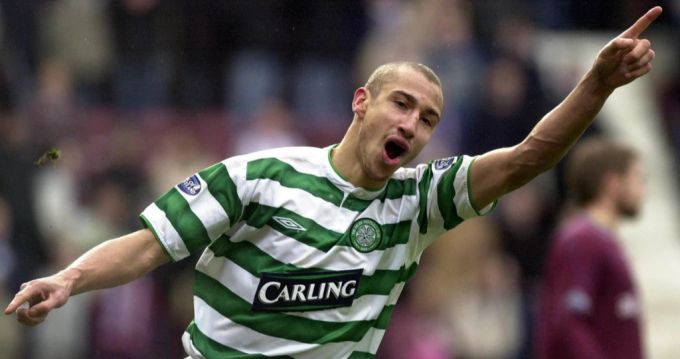 Henrik Larsson (hier im Dress von Celtic Glasgow) erzielte in der Europa League 40 Tore. Larsson Celtic Europa League