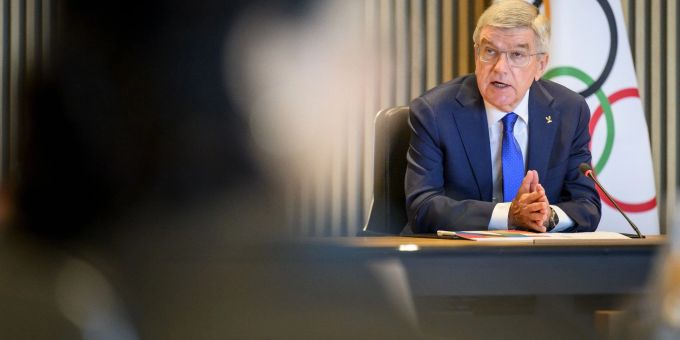 Thomas Bach, Präsident des Internationalen Olympischen Komitees (IOC), spricht bei der Eröffnung einer Sitzung des Exekutivrates. thomas bach ioc