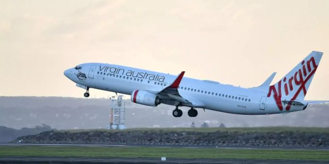 Maschine der Virgin Australia beim Start in Sydney im März Maschine der Virgin Australia beim Start in Sydney im März