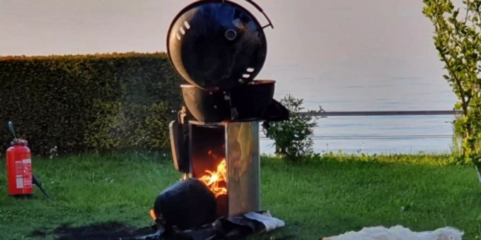 Gasflasche in Brand geraten.