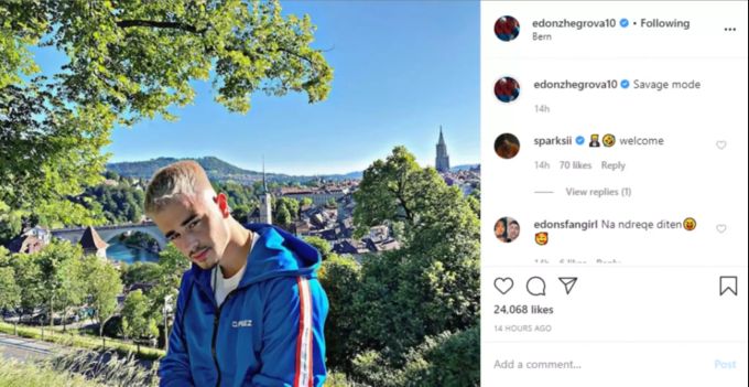 Edon Zhegrova, Spieler des FC Basel, zeigt sich Ende Mai in der Stadt Bern. FC Basel