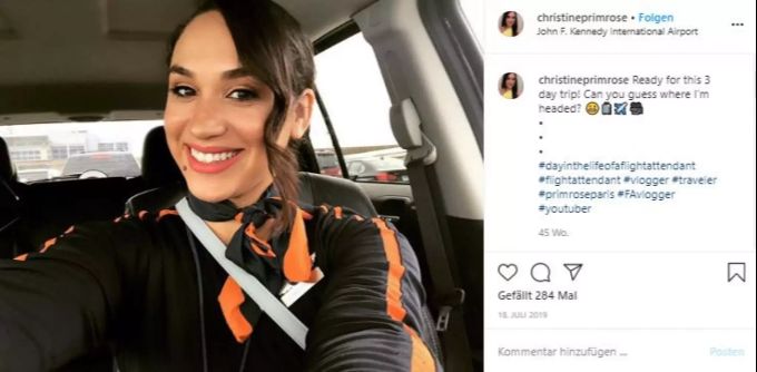 Stewardess Christine sieht wie Meghan Markle aus. chrisrtine