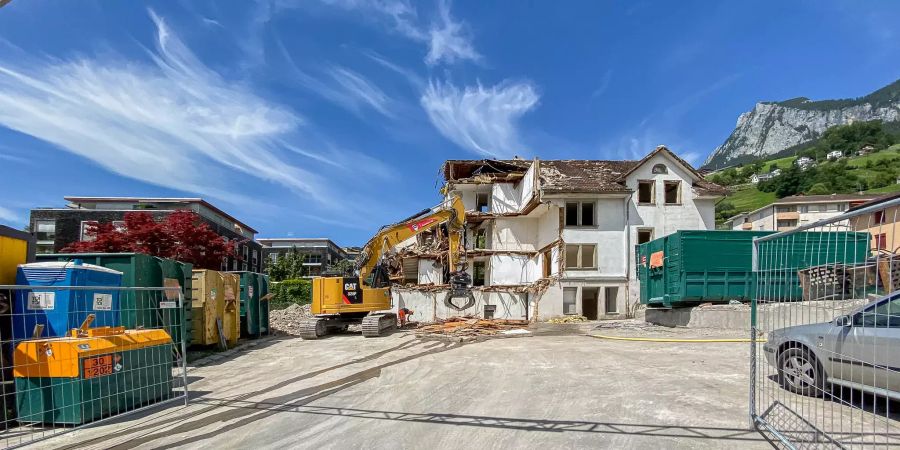 Eine Baustelle in Schwyz.