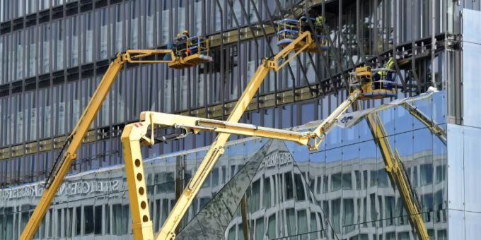 Bauarbeiten an einem Gebäude in Berlin Bauarbeiten an einem Gebäude in Berlin