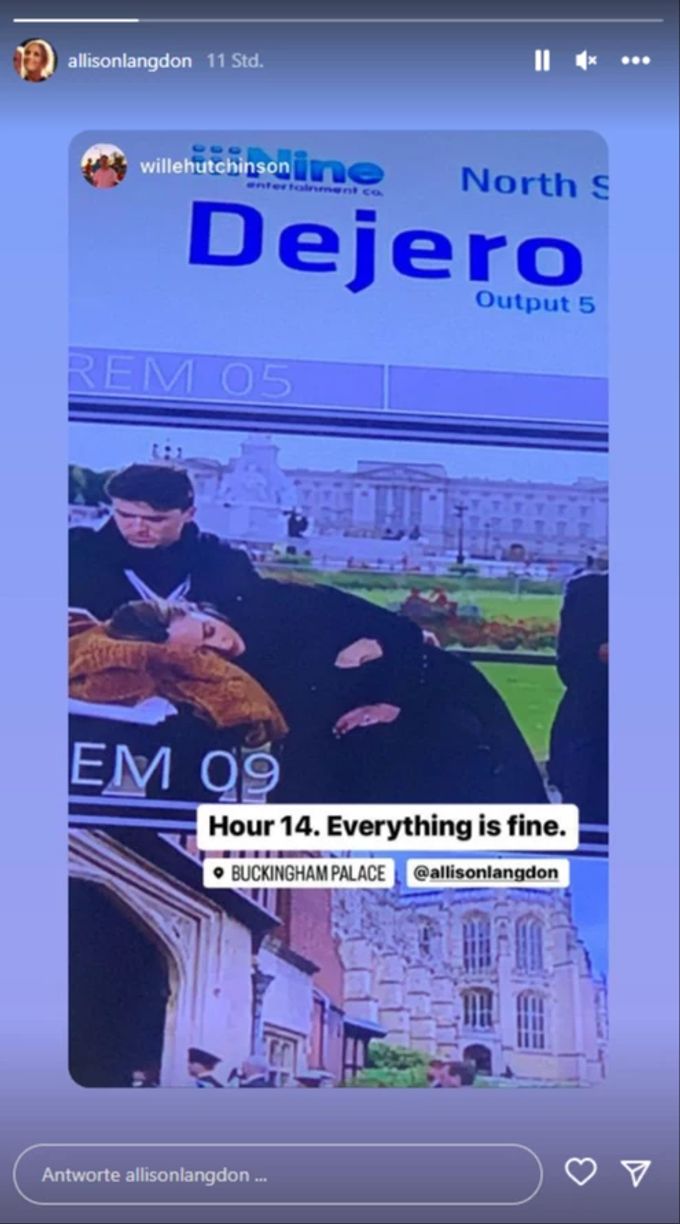 Reporterin Allison Langdon konnte nicht mehr. Nach 14 Stunden Dauerarbeit gönnte sie sich eine kleine Auszeit. Allison Langdon Queen Elizabeth