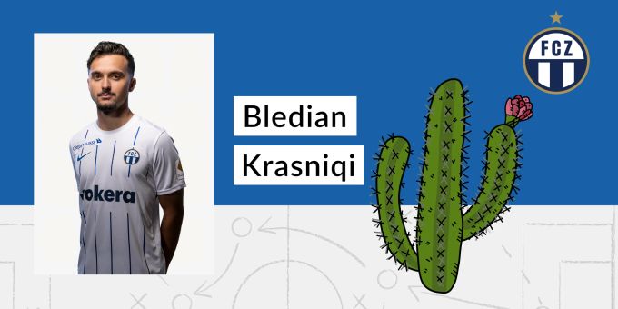 Bledian Krasniqi vom FCZ kassiert für seine Rote Karte gegen St. Gallen den Kaktus. FCZ FCSG