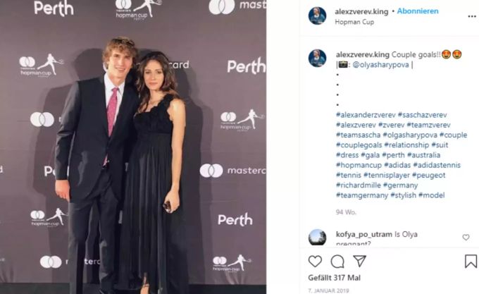 Alexander Zverev und Olga Sharypova waren 2019 ein Paar. Alexander Zverev