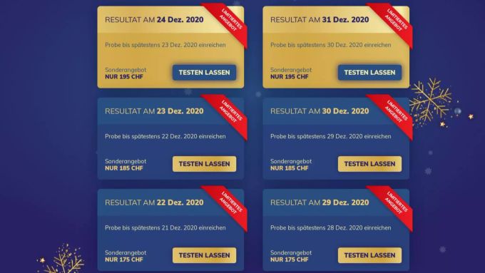 Je nach Datum des Resultats bezahlt der Testwillige zwischen 175 und 195 Franken. Coronavirus Test