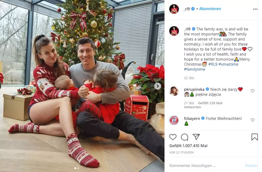 Weltfussballer Robert Lewandowski erinnert daran, dass «Familie immer das Wichtigste sein wird».