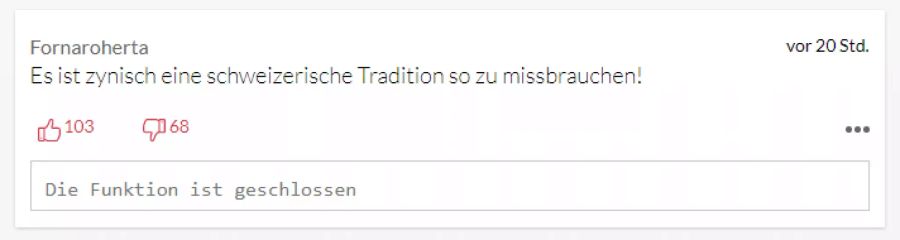 Dieser User wiederum findet, die Trychler missbrauchten Schweizer Brauchtümer.