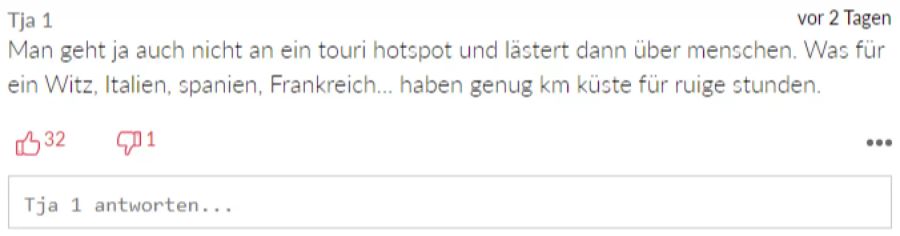 Dieser User hat gar kein Verständnis für Jonnys Strand-Probleme.