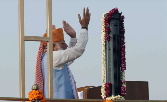 Narendra Modi bei einer Feier zu Indiens Unabhängigkeit. Narendra Modi