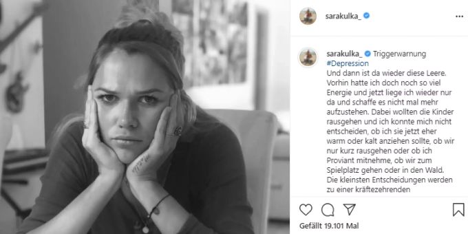 Sara Kulka leidet an Depressionen. Sara Kulka