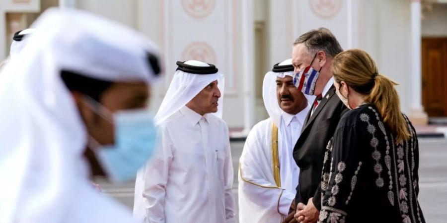 US-Aussenminister Pompeo und seine Frau Susan in Doha