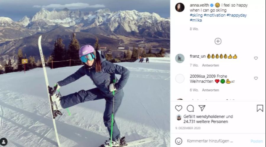 Die zweifache Gesamtweltcupsiegerin ist immer noch oft auf der Piste anzutreffen.