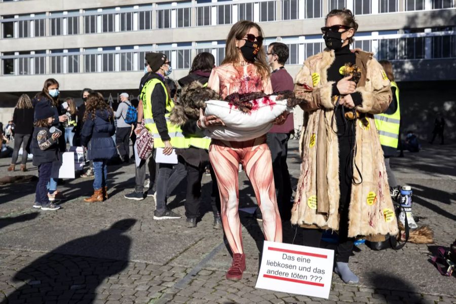 Demonstration Zürich pelz