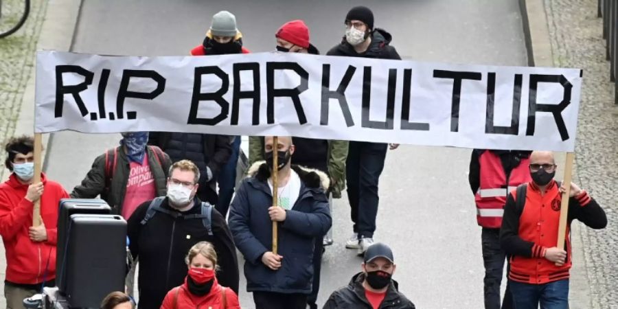 Demonstration von Beschäftigten der Gastronomie- und Veranstaltungsbranche