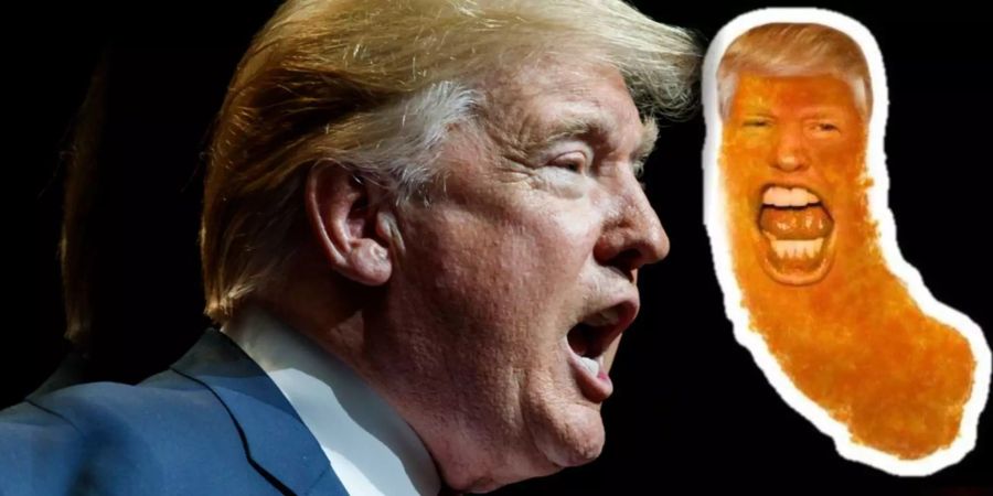 Donald «Cheetolini» Trump: Wenn er das Maul aufreisst, erinnert das viele an einen Diktator in Form eines orangen Snacks mit Käsearoma.